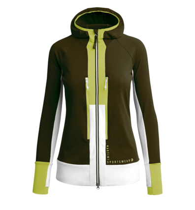 Martini Sportswear - CHEER - Midlayers in Olive-White-Lime - front view - Women