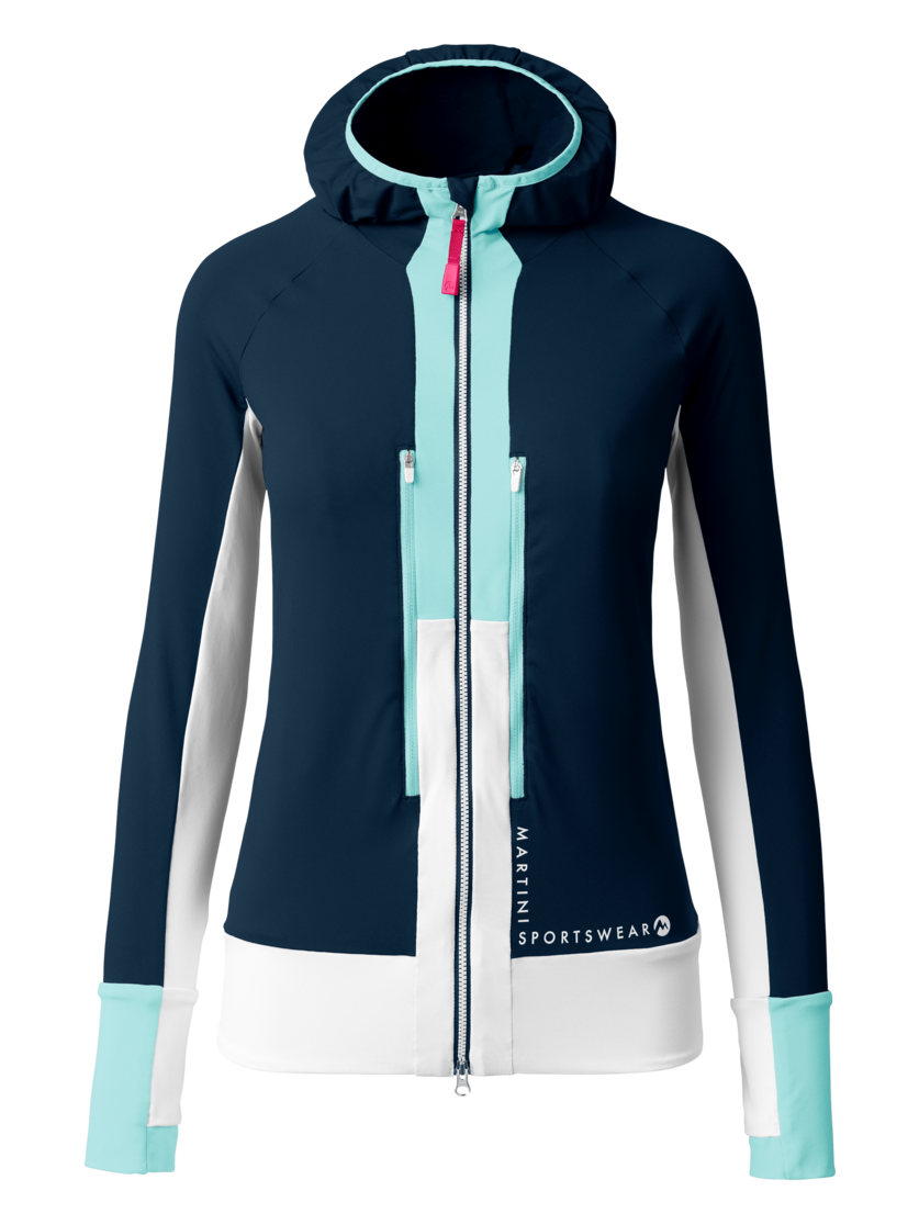 Martini Sportswear - HILLCLIMB Midlayer Jacket W - Strati intermedi in true navy-white-skylight - vista frontale - Donna