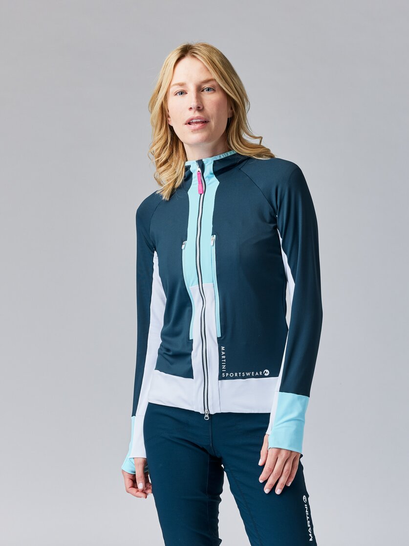 Martini Sportswear - HILLCLIMB Midlayer Jacket W - Strati intermedi in mosstone-white-greenery - vista frontale modello - Donna