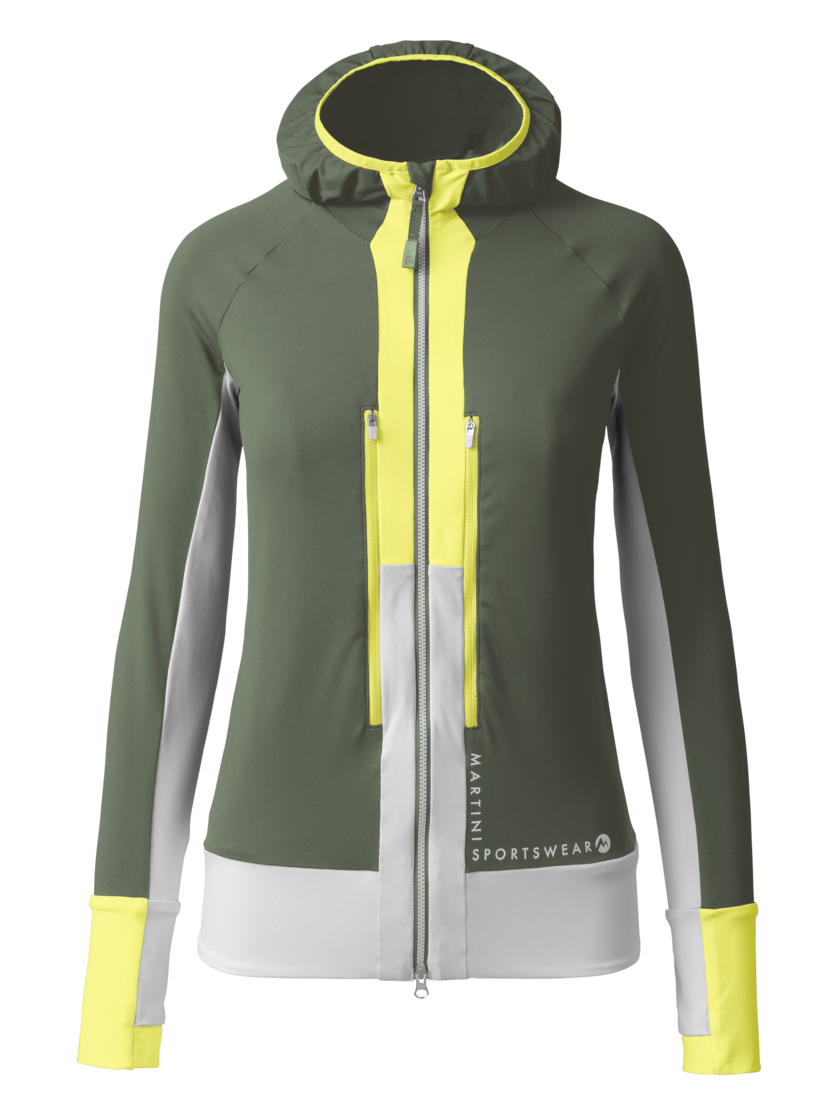 Martini Sportswear - HILLCLIMB Midlayer Jacket W - Midlayers in mosstone-white-greenery - front view - Women