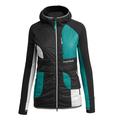 Martini Sportswear - EXCITEMENT - Hybrid Jackets in Black-Turquoise - front view - Women