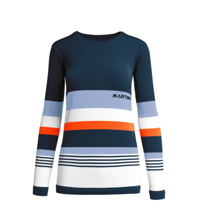 Martini Sportswear - PASSION - Langarmshirts in Dunkelblau-Babyblau-Orange - Vorderansicht - Damen