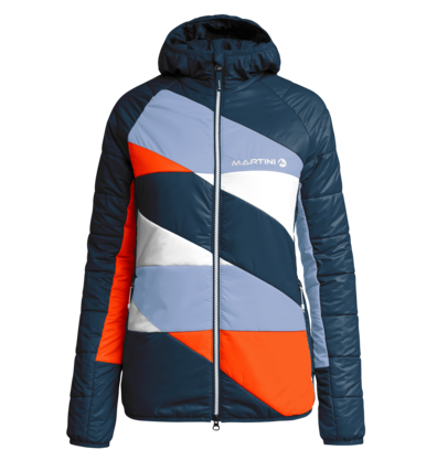 Martini Sportswear - CYKLON - Primaloft & Gloft Jackets in Dark blue-Baby blue-Orange - front view - Women