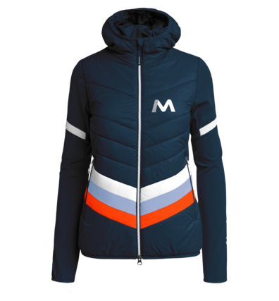 Martini Sportswear - GAINER - Hybrid Jackets in Dark blue-Baby blue-Orange - front view - Women