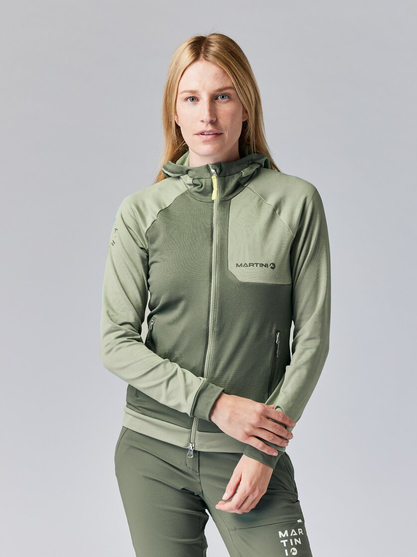 Martini Sportswear - HIGHVENTURE Midlayer Jacket W - Fleece in mosstone-tendril - front view model - Women
