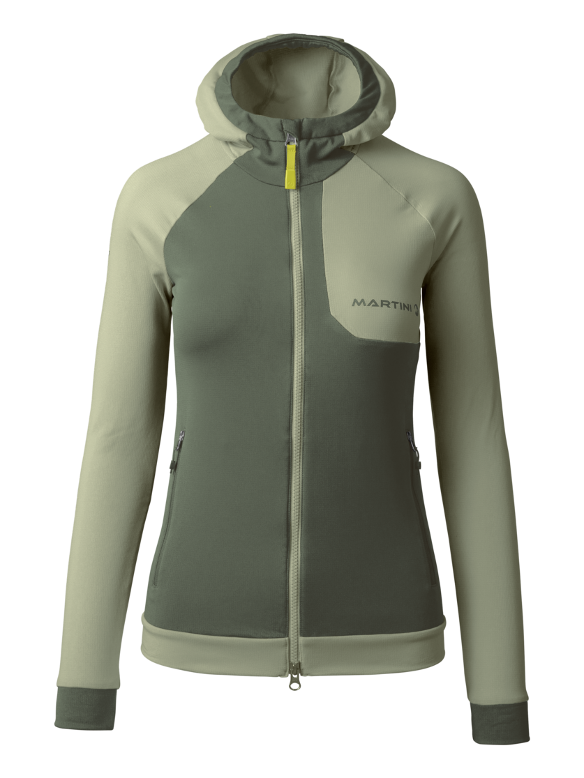 Martini Sportswear - HIGHVENTURE Midlayer Jacket W - Pile in mosstone-tendril - vista frontale - Donna