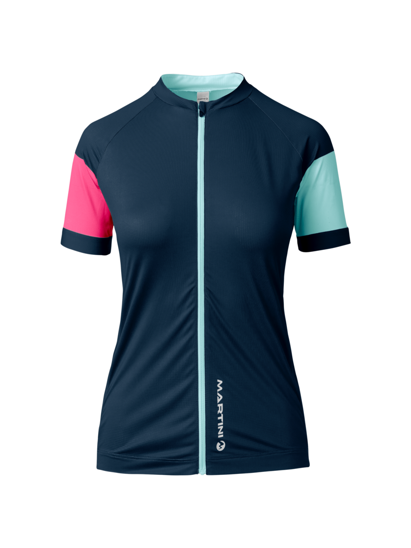 Martini Sportswear - FLOWTRAIL Zip Shirt Straight W - T-Shirts in true navy-blush - vista frontale - Donna
