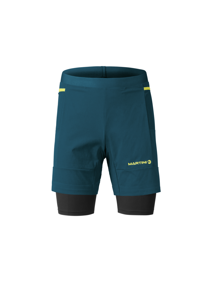 Martini Sportswear - PACEMAKER 2in1 Shorts M - Shorts in poseidon-greenery - front view - Men