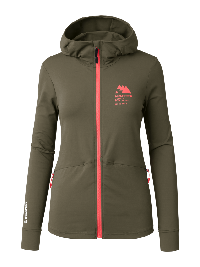 Martini Sportswear - Sunrise Midlayer Jacket W - Fleece in moss-punch - front view - Women