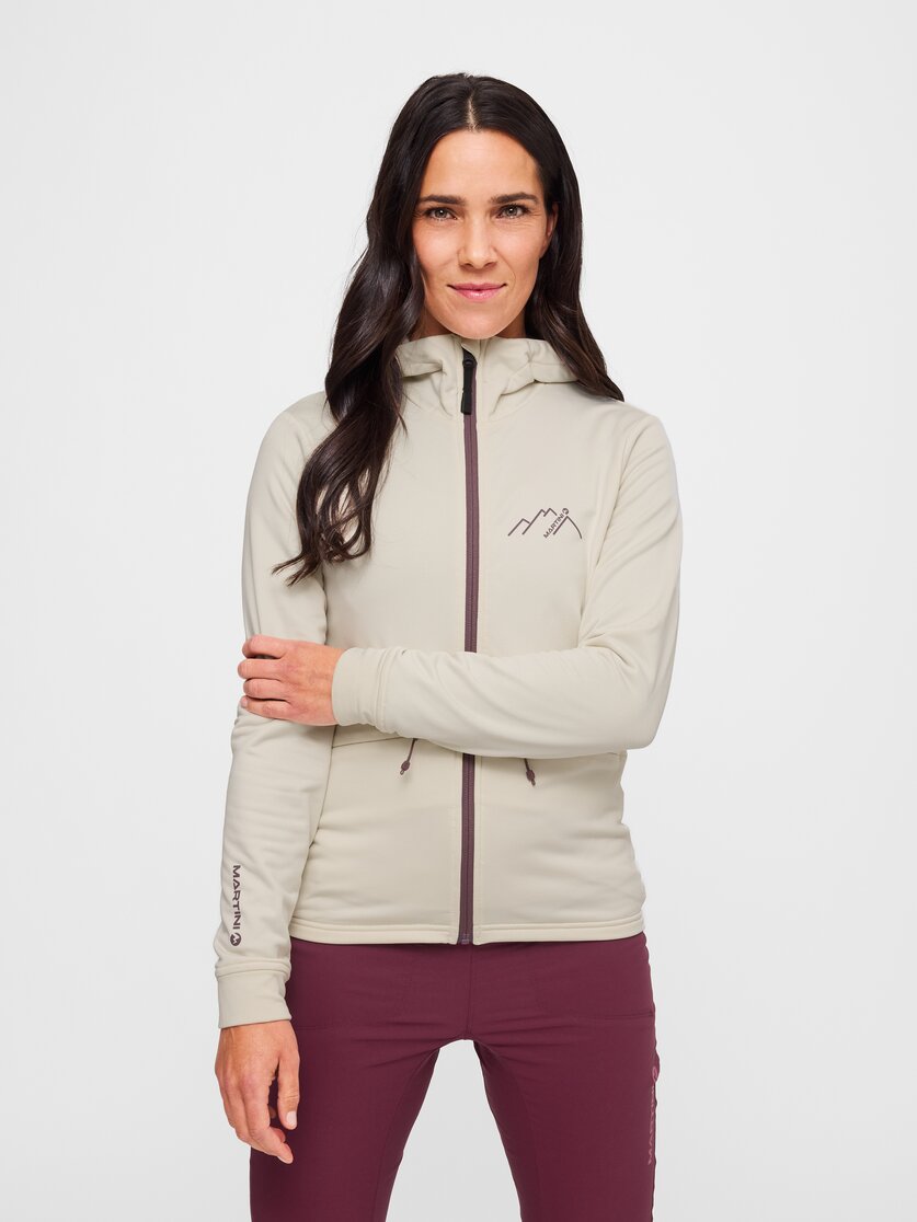 Martini Sportswear - Alpmate ML Hooded Jacket W - Strati intermedi in black-white - vista frontale modello - Donna