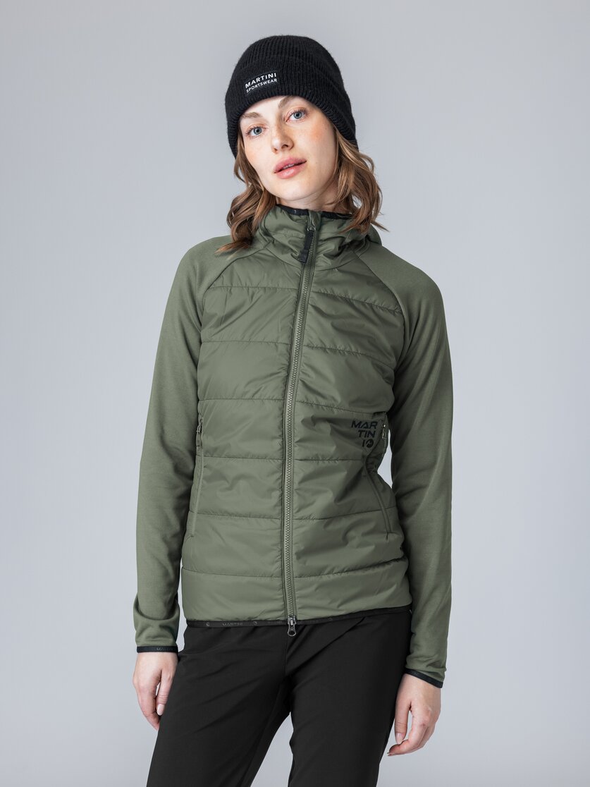 Martini Sportswear - Firstline Hybrid Jacket Primaloft® W - Hybrid jackets in mosstone-black - front view model - Women