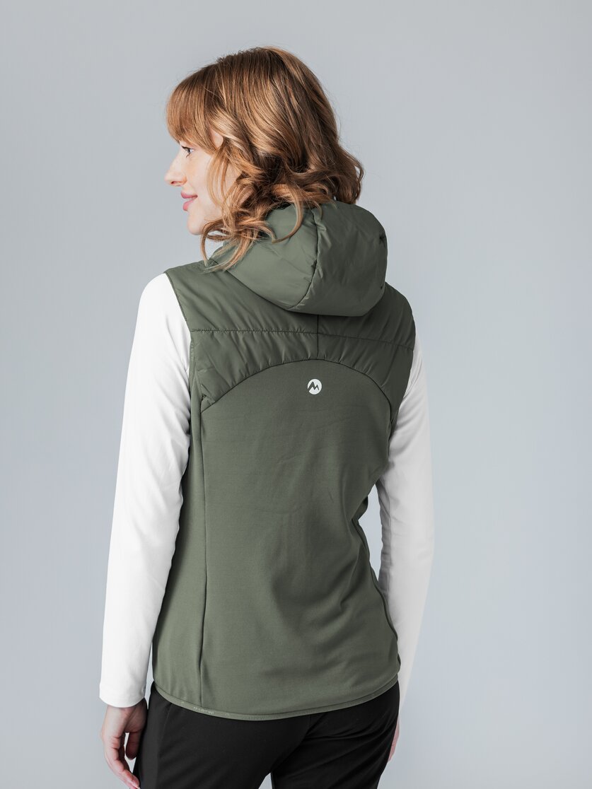 Martini Sportswear - Horizon Hybrid Vest Primaloft® W - Outdoor vests in mosstone - rear view model - Women