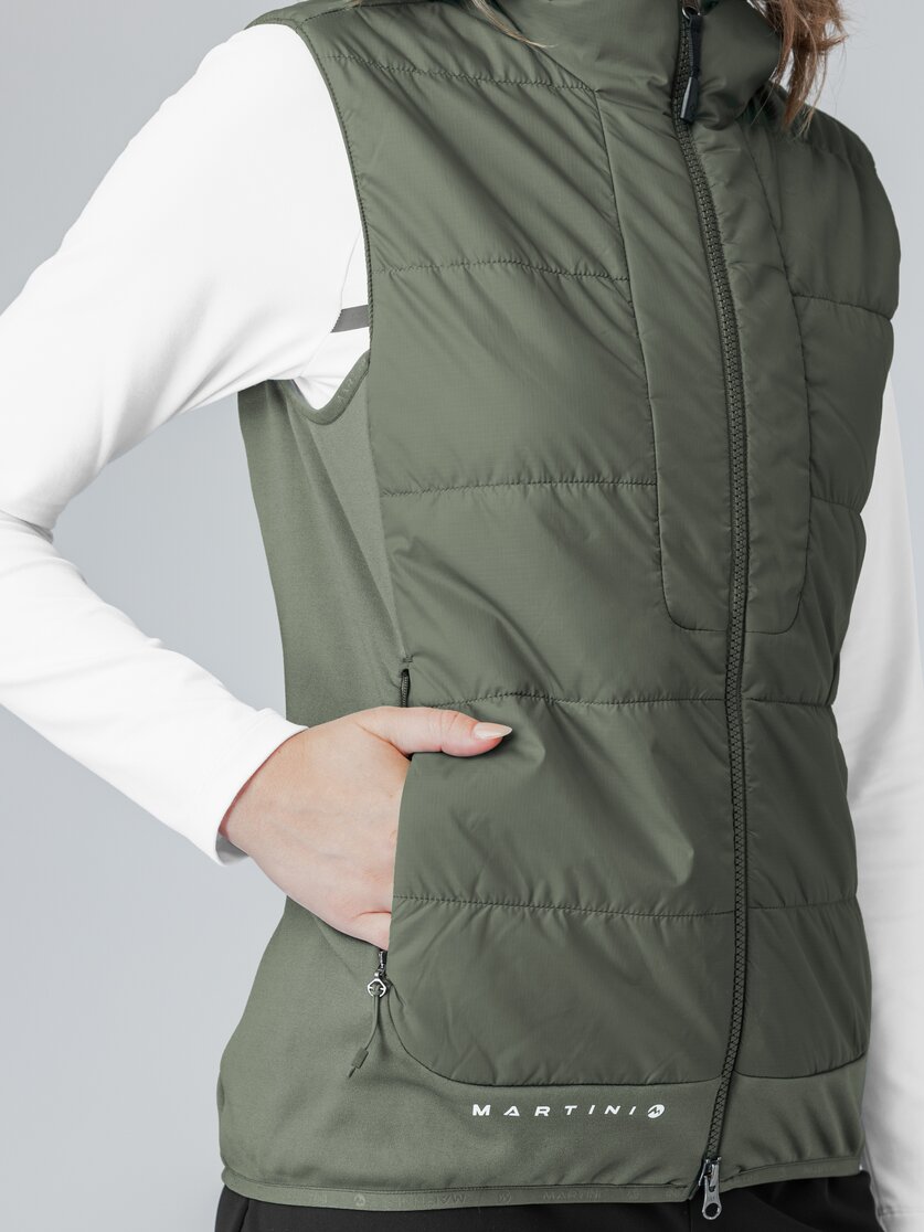 Martini Sportswear - Horizon Hybrid Vest Primaloft® W - Outdoor vests in mosstone - Detail 2 - Women