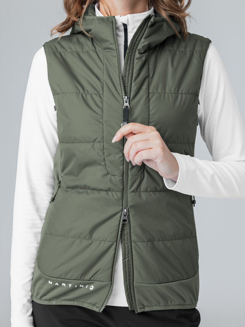 Martini Sportswear - Horizon Hybrid Vest Primaloft® W - Outdoor vests in mosstone - Detail 4 - Women