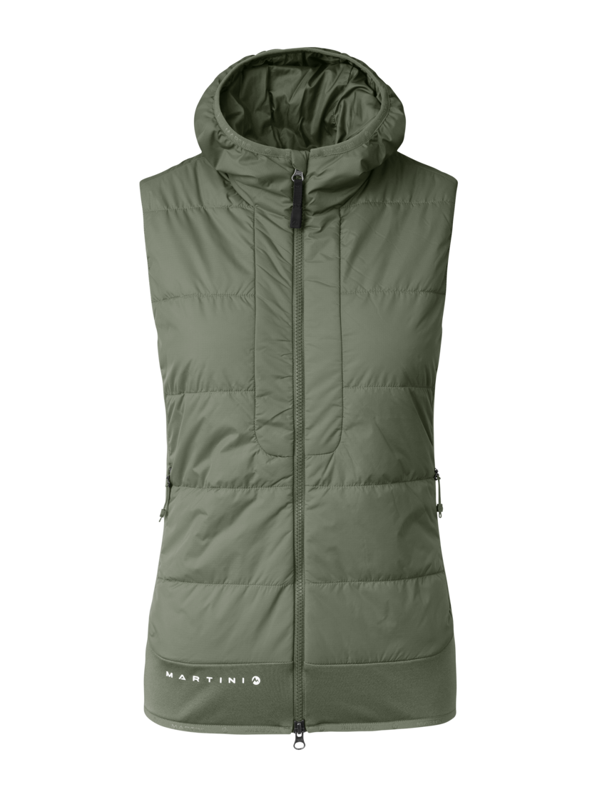 Martini Sportswear - Horizon Hybrid Vest Primaloft® W - Outdoor vests in mosstone - front view - Women