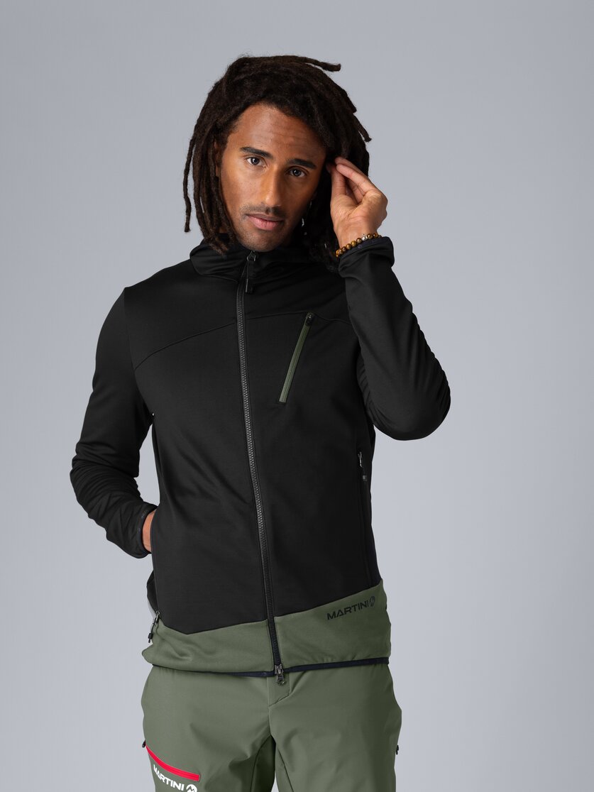 Martini Sportswear - Firstline Midlayer Jacket M - Strati intermedi in black-mosstone - vista frontale modello - Uomo
