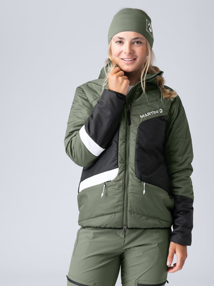 Martini Sportswear - Horizon Padded Jacket G-LOFT® W - Giacche Primaloft e Gloft in mosstone-black - vista frontale modello - Donna