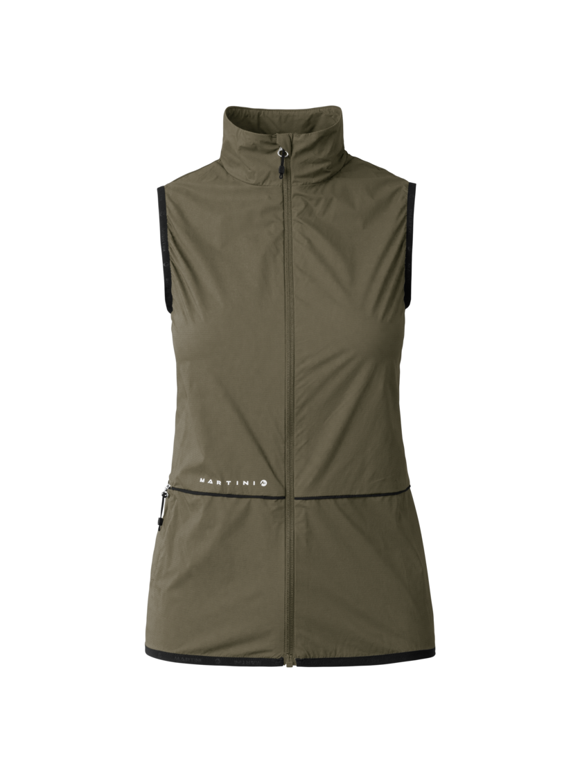 Martini Sportswear - Flowtrail Windbreaker Vest W - Outdoor vests in moss - front view - Women