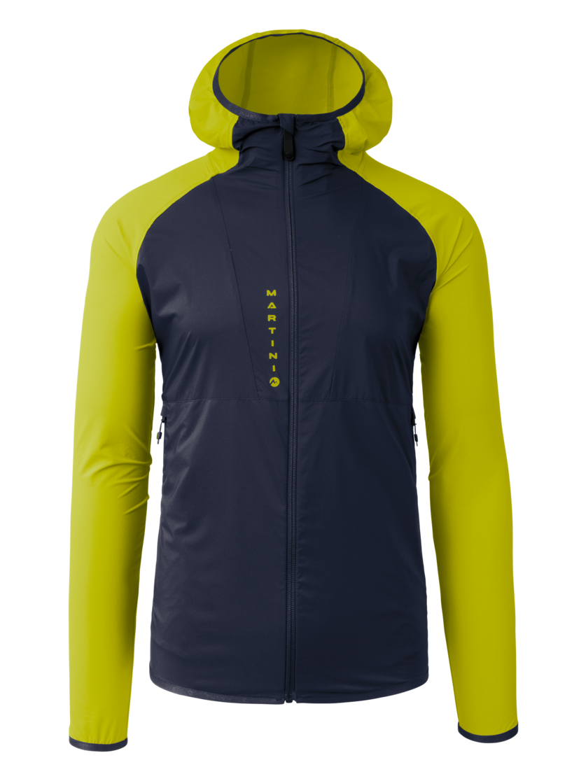 Martini Sportswear - Hillclimb WB Hybrid Hooded Jacket M - Giacche ibride in true navy-limeskin - vista frontale - Uomo