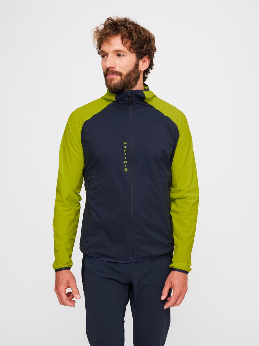 Martini Sportswear - Hillclimb WB Hybrid Hooded Jacket M - Giacche ibride in true navy-limeskin - vista frontale modello - Uomo