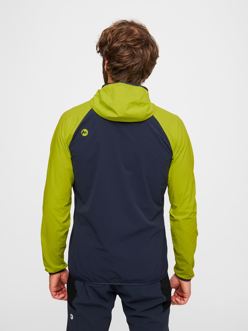 Martini Sportswear - Hillclimb WB Hybrid Hooded Jacket M - Giacche ibride in true navy-limeskin - vista laterale modello - Uomo