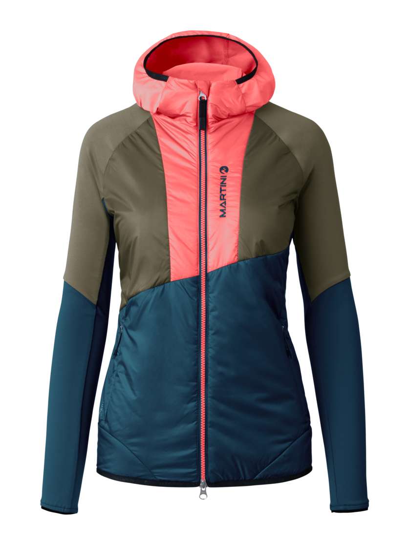 Martini Sportswear - Hillclimb Hybrid Jacket Primaloft® W - Hybrid jackets in poseidon-moss - front view - Women