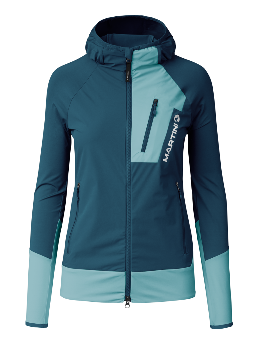 Martini Sportswear - Yalca Hybrid Windbreaker Jacket W - Giacche ibride in poseidon-surf - vista frontale - Donna