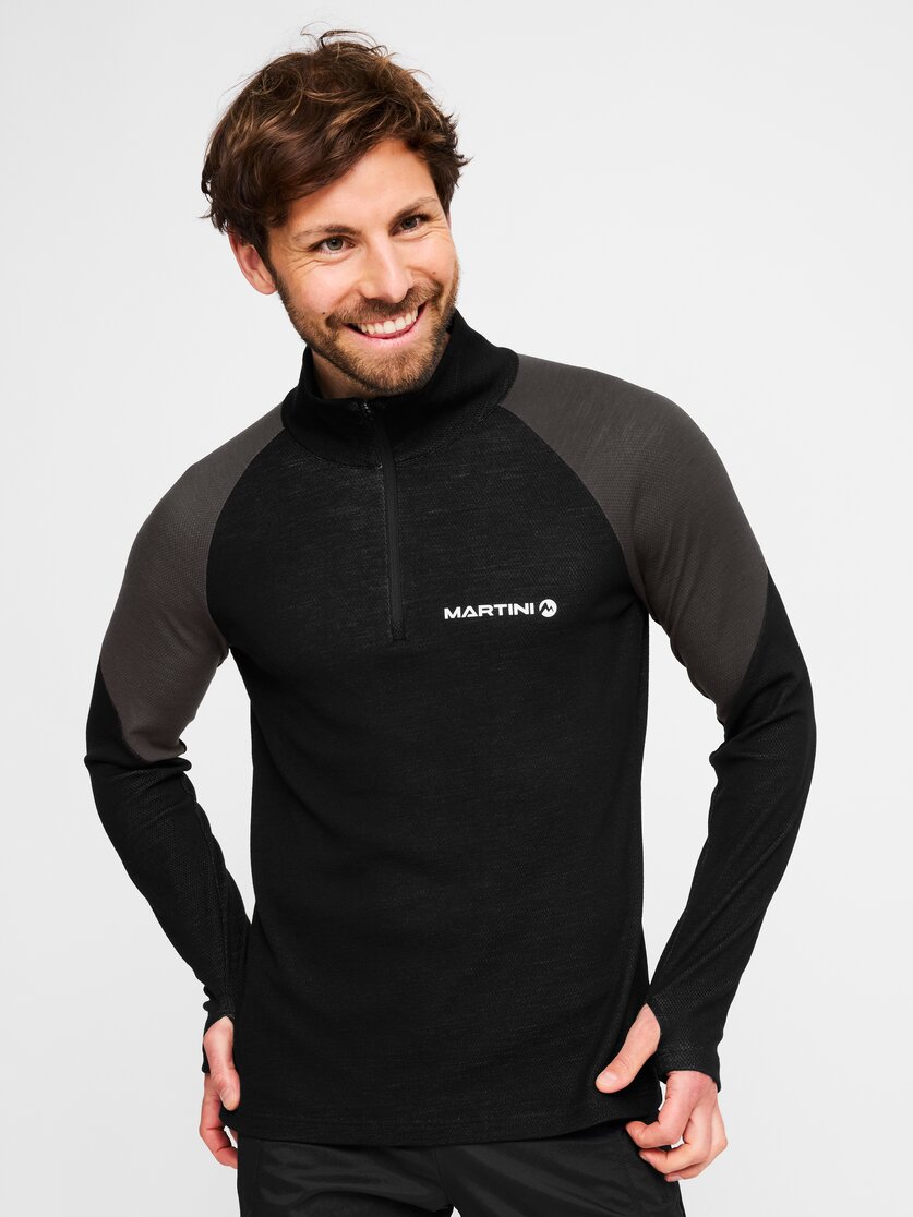 Martini Sportswear - Horizon Halfzip Shirt M - Longsleeves in black-granite - front view model - Men