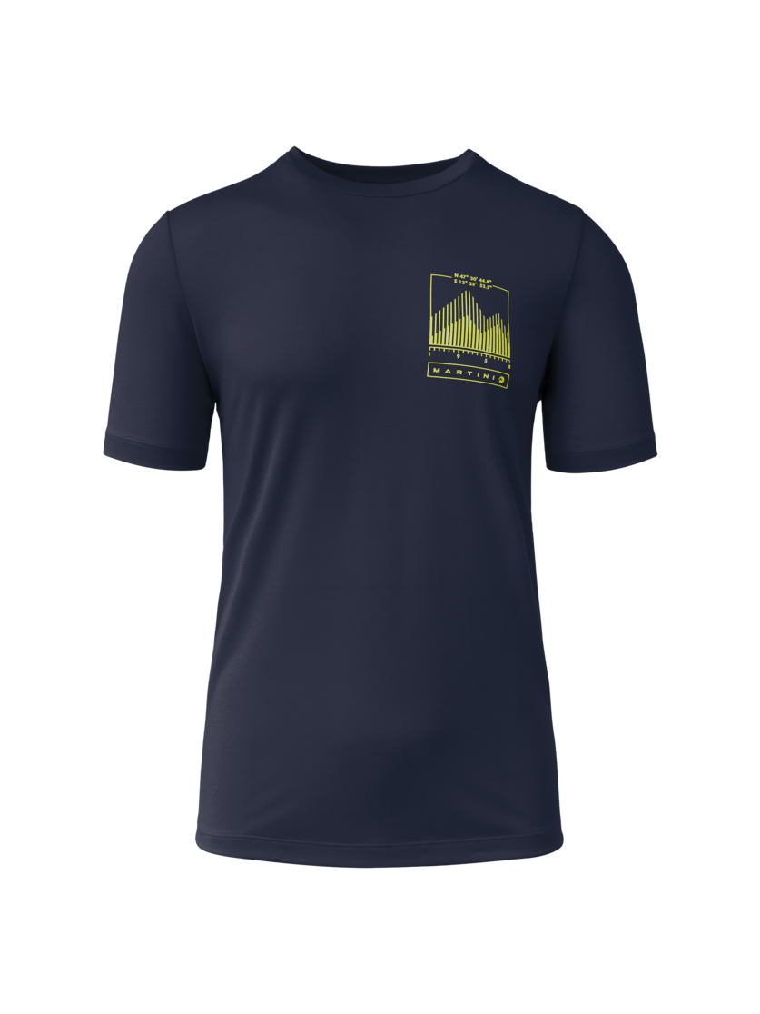 Martini Sportswear - Alpmate Summit Shirt M - T-Shirts in true navy-limeskin - vista frontale - Uomo