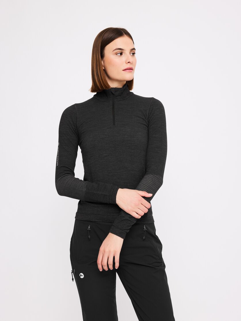 Martini Sportswear - Argon Halfzip Shirt W - Maglie a maniche lunghe in black - vista frontale modello - Donna