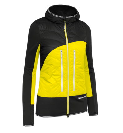 Martini Sportswear - VALLUGA - Hybrid Jackets in Black-Yellowgreen - front view - Women